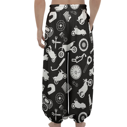 Motorcycle Equipment Pattern Print Lantern Pants