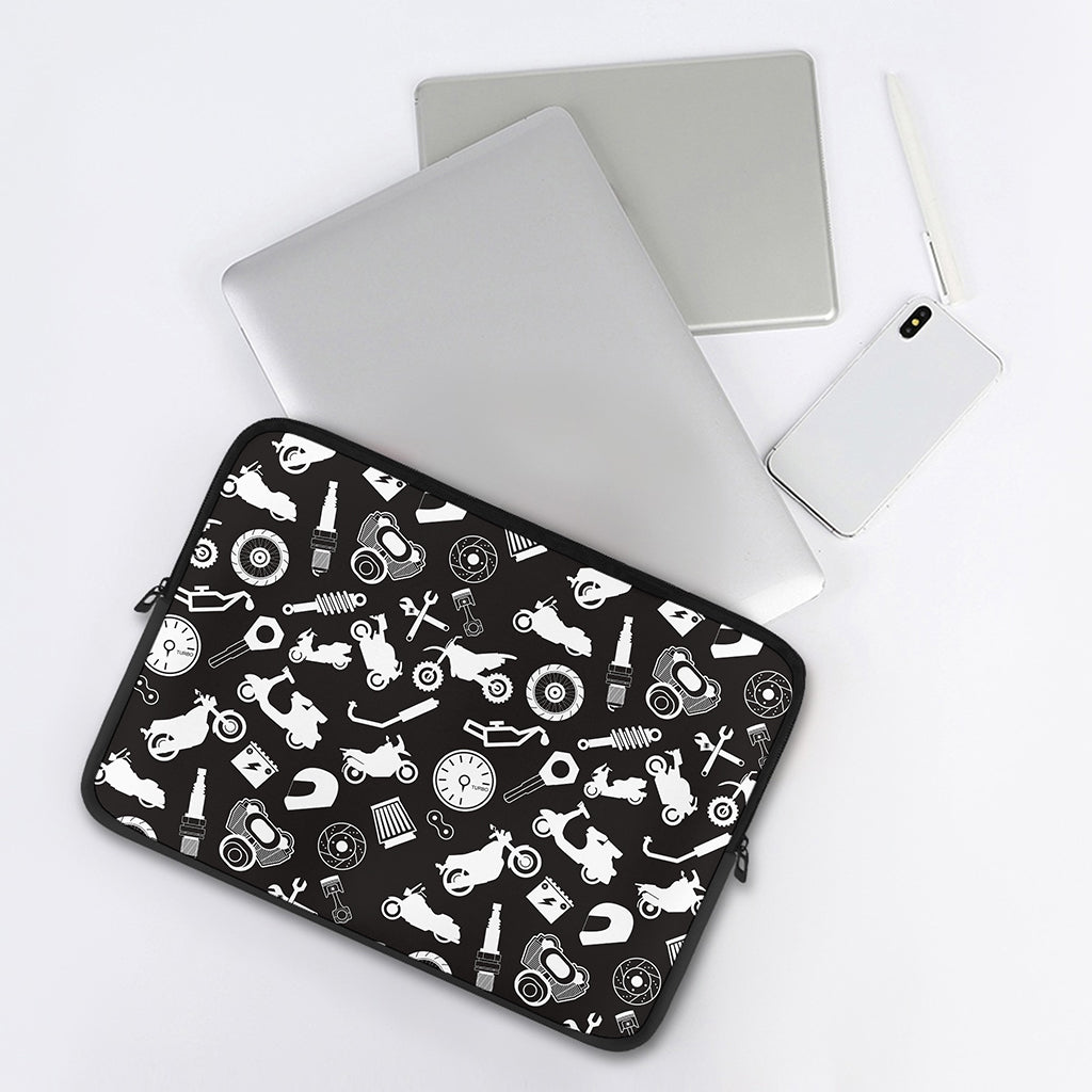 Motorcycle Equipment Pattern Print Laptop Sleeve