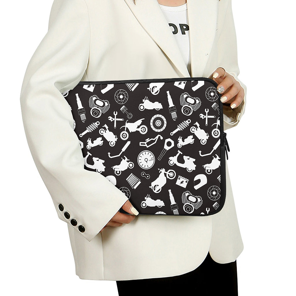 Motorcycle Equipment Pattern Print Laptop Sleeve