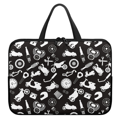 Motorcycle Equipment Pattern Print Laptop Sleeve With Handle