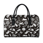 Motorcycle Equipment Pattern Print Leather Duffle Bag