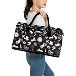 Motorcycle Equipment Pattern Print Leather Duffle Bag