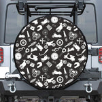Motorcycle Equipment Pattern Print Leather Spare Tire Cover