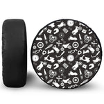 Motorcycle Equipment Pattern Print Leather Spare Tire Cover