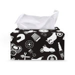 Motorcycle Equipment Pattern Print Leather Tissue Box Cover