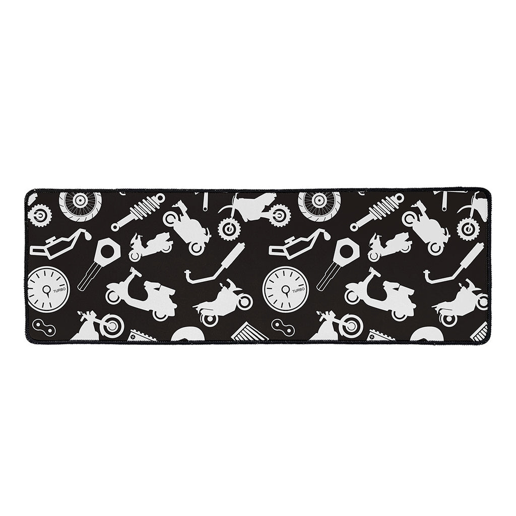 Motorcycle Equipment Pattern Print Long Kitchen Mat