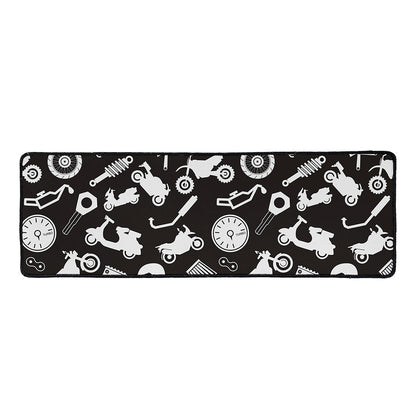 Motorcycle Equipment Pattern Print Long Kitchen Mat