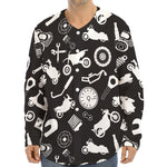 Motorcycle Equipment Pattern Print Long Sleeve Baseball Jersey
