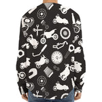 Motorcycle Equipment Pattern Print Long Sleeve Baseball Jersey