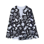 Motorcycle Equipment Pattern Print Long Sleeve Short Coat