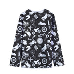 Motorcycle Equipment Pattern Print Long Sleeve Short Coat