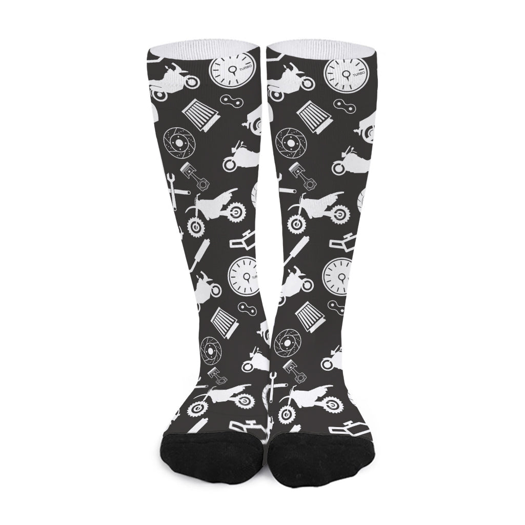 Motorcycle Equipment Pattern Print Long Socks