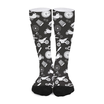 Motorcycle Equipment Pattern Print Long Socks