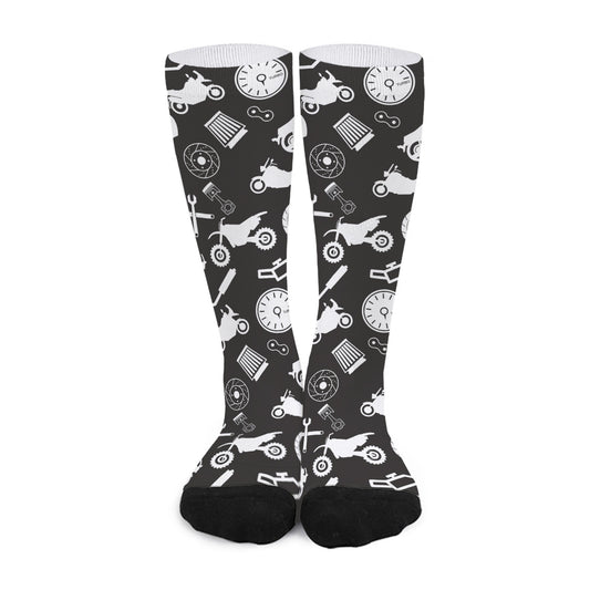Motorcycle Equipment Pattern Print Long Socks