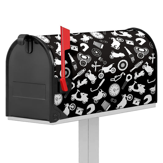 Motorcycle Equipment Pattern Print Mailbox Cover