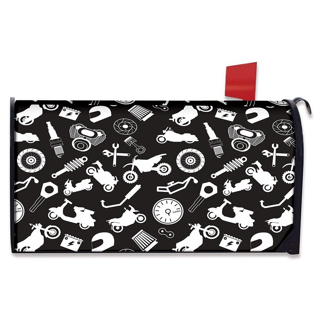 Motorcycle Equipment Pattern Print Mailbox Cover