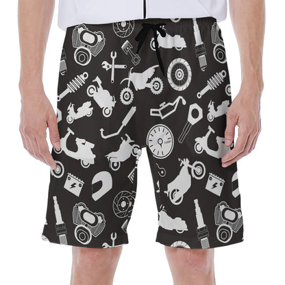 Motorcycle Equipment Pattern Print Men's Beach Shorts