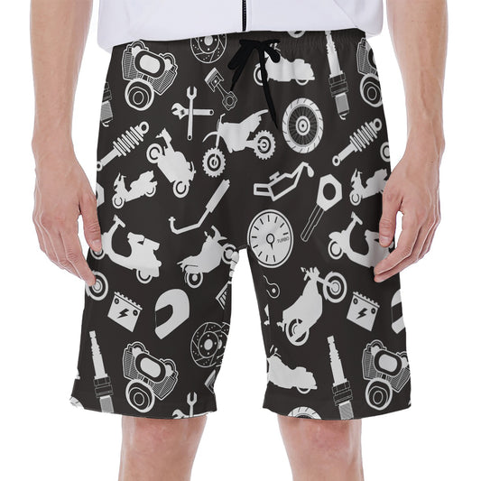 Motorcycle Equipment Pattern Print Men's Beach Shorts