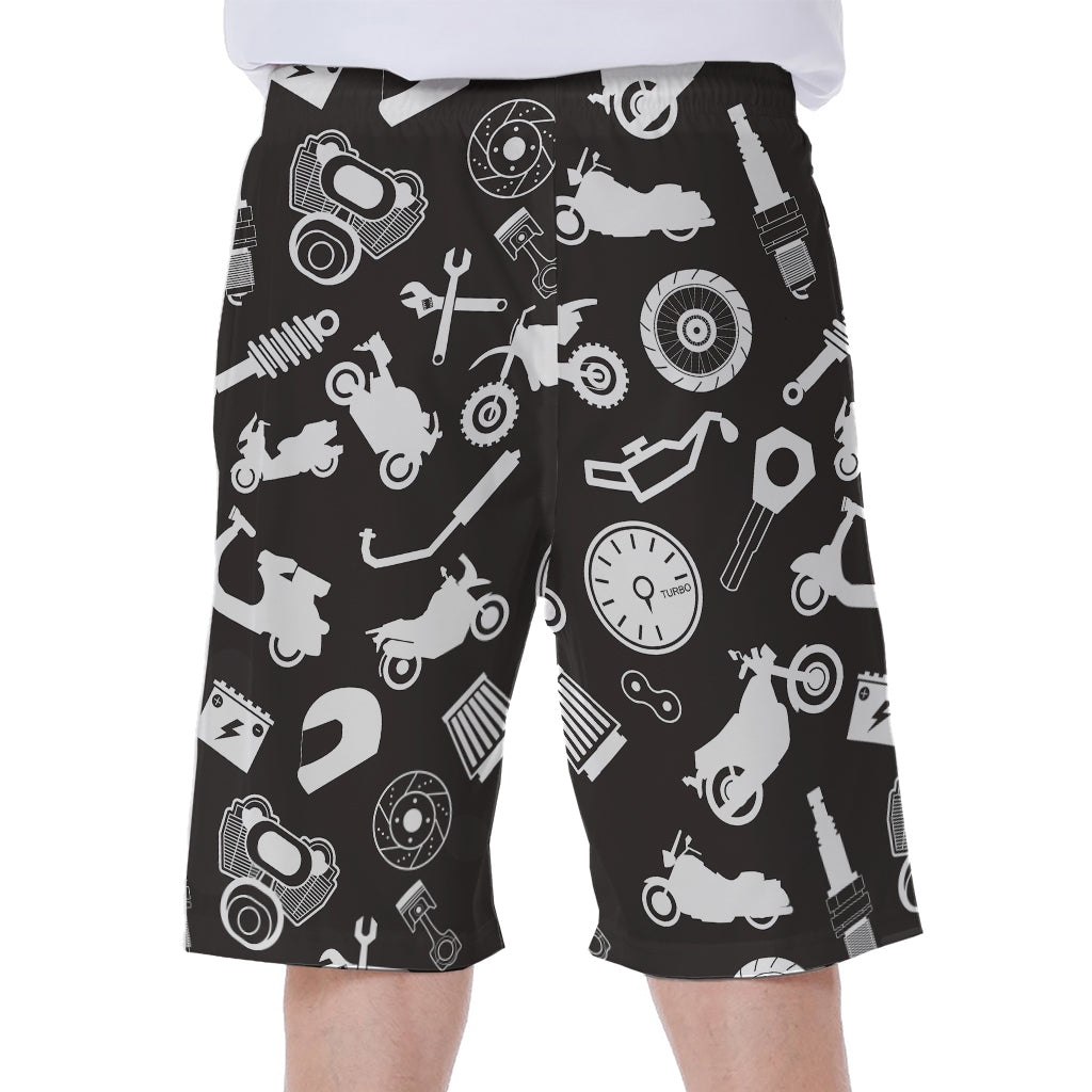 Motorcycle Equipment Pattern Print Men's Beach Shorts