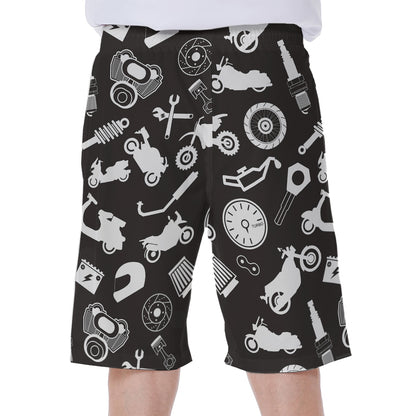 Motorcycle Equipment Pattern Print Men's Beach Shorts