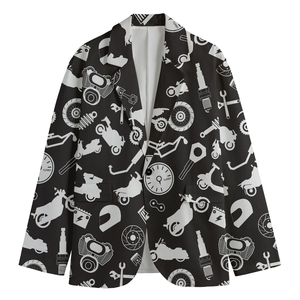 Motorcycle Equipment Pattern Print Men's Blazer