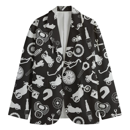 Motorcycle Equipment Pattern Print Men's Blazer