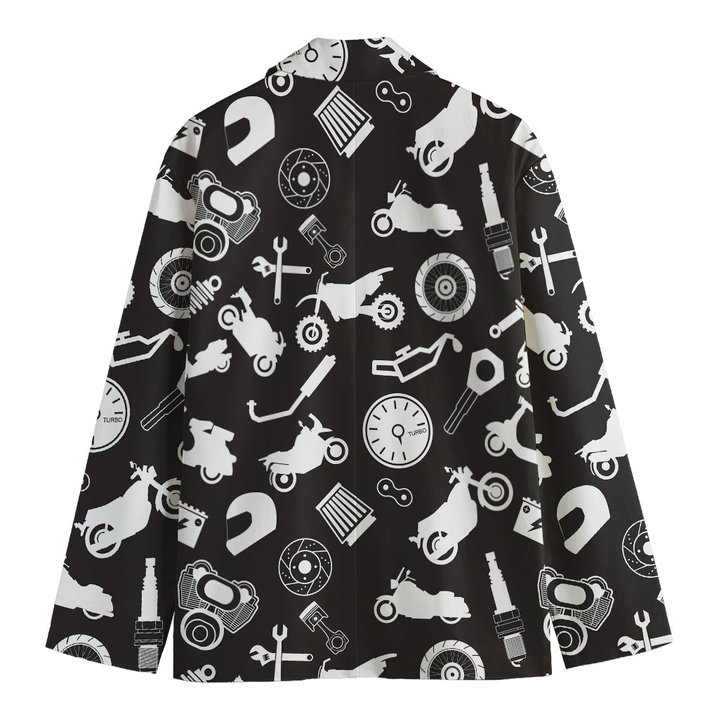 Motorcycle Equipment Pattern Print Men's Blazer