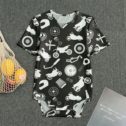 Motorcycle Equipment Pattern Print Men's Bodysuit