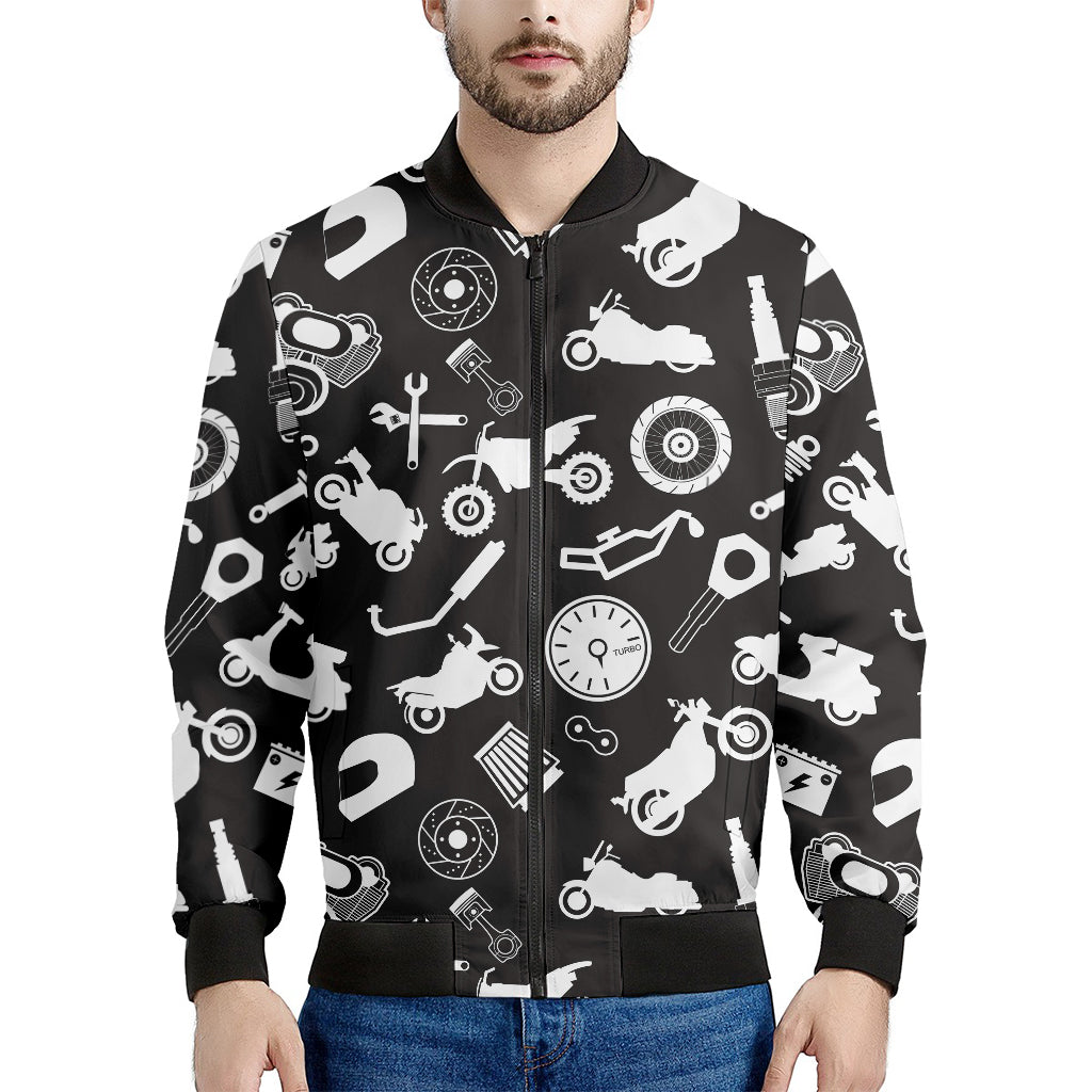 Motorcycle Equipment Pattern Print Men's Bomber Jacket