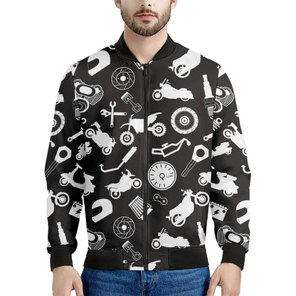 Motorcycle Equipment Pattern Print Men's Bomber Jacket