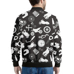 Motorcycle Equipment Pattern Print Men's Bomber Jacket