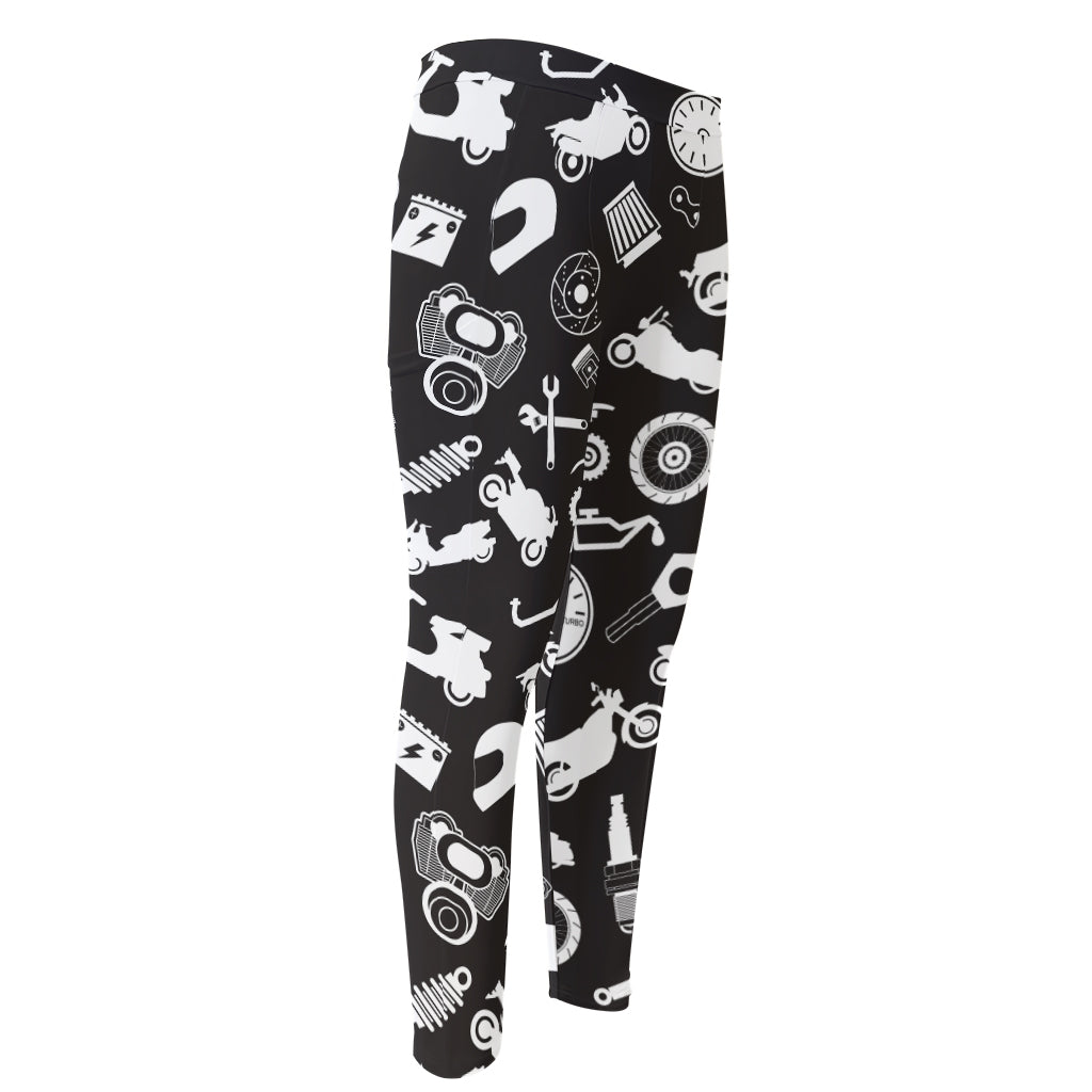 Motorcycle Equipment Pattern Print Men's Compression Pants