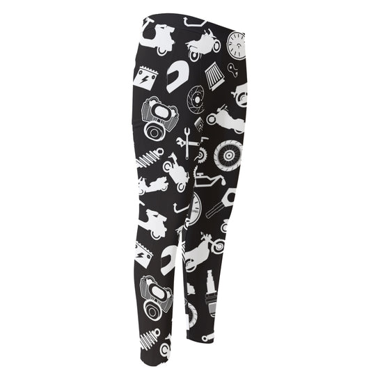 Motorcycle Equipment Pattern Print Men's Compression Pants