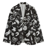 Motorcycle Equipment Pattern Print Men's Cotton Blazer