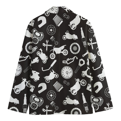Motorcycle Equipment Pattern Print Men's Cotton Blazer