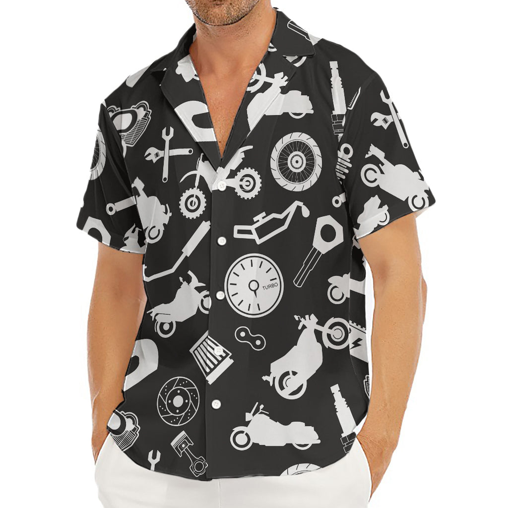 Motorcycle Equipment Pattern Print Men's Deep V-Neck Shirt