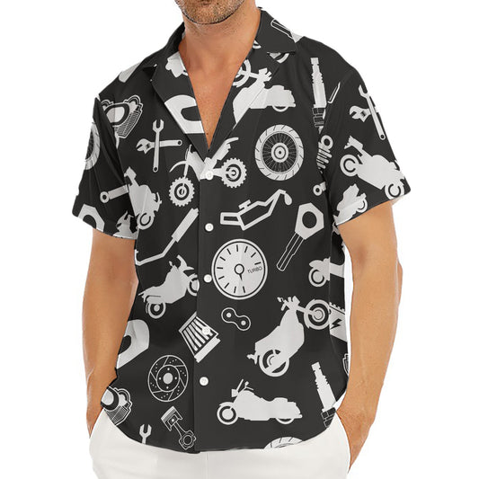 Motorcycle Equipment Pattern Print Men's Deep V-Neck Shirt