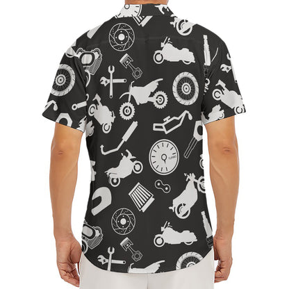 Motorcycle Equipment Pattern Print Men's Deep V-Neck Shirt