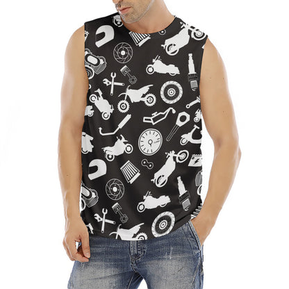 Motorcycle Equipment Pattern Print Men's Fitness Tank Top