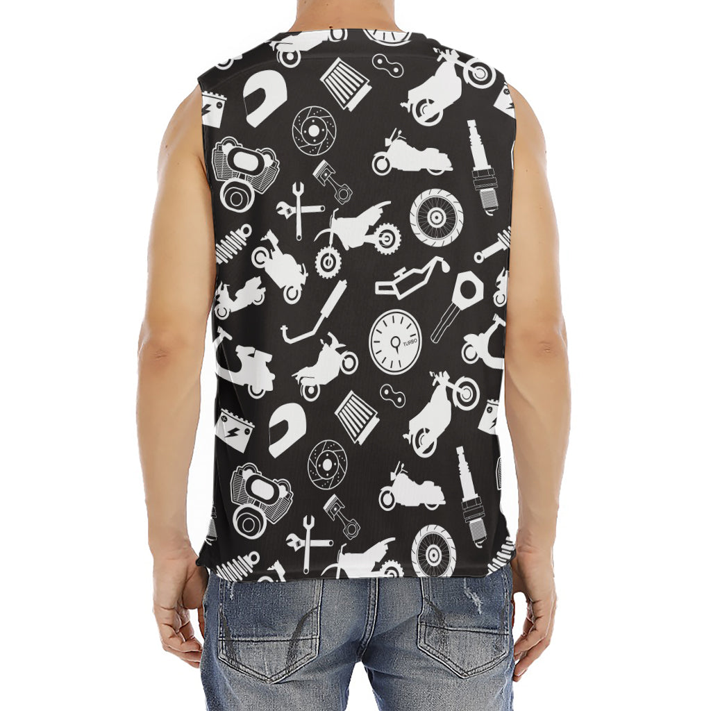 Motorcycle Equipment Pattern Print Men's Fitness Tank Top