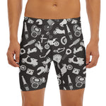 Motorcycle Equipment Pattern Print Men's Long Boxer Briefs