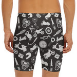 Motorcycle Equipment Pattern Print Men's Long Boxer Briefs