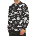 Motorcycle Equipment Pattern Print Men's Long Sleeve Rash Guard
