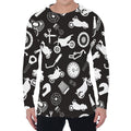 Motorcycle Equipment Pattern Print Men's Long Sleeve T-Shirt