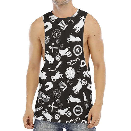 Motorcycle Equipment Pattern Print Men's Muscle Tank Top