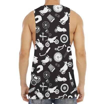 Motorcycle Equipment Pattern Print Men's Muscle Tank Top