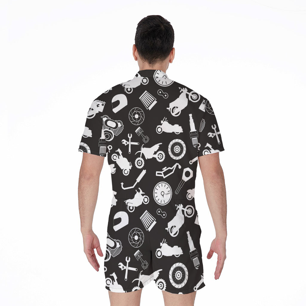 Motorcycle Equipment Pattern Print Men's Rompers