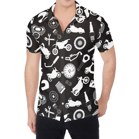 Motorcycle Equipment Pattern Print Men's Shirt