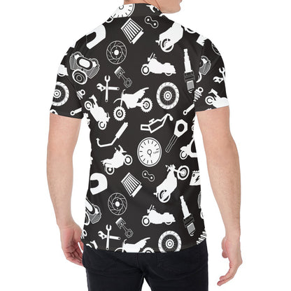 Motorcycle Equipment Pattern Print Men's Shirt