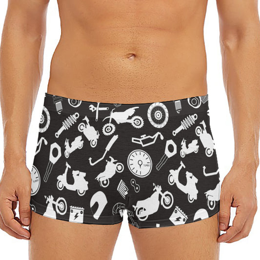 Motorcycle Equipment Pattern Print Men's Short Boxer Briefs